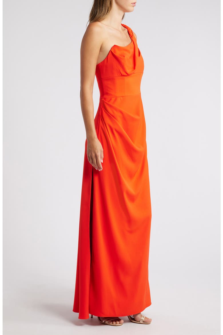 Marion One-Shoulder Gown, Alternate, color, MARMALADE