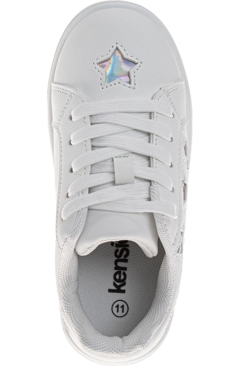 Kensie Girl Lace-Up Stars Casual Sneakers, Alternate, color, White/Silver