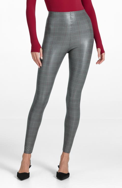 Plaid Faux Leather Leggings