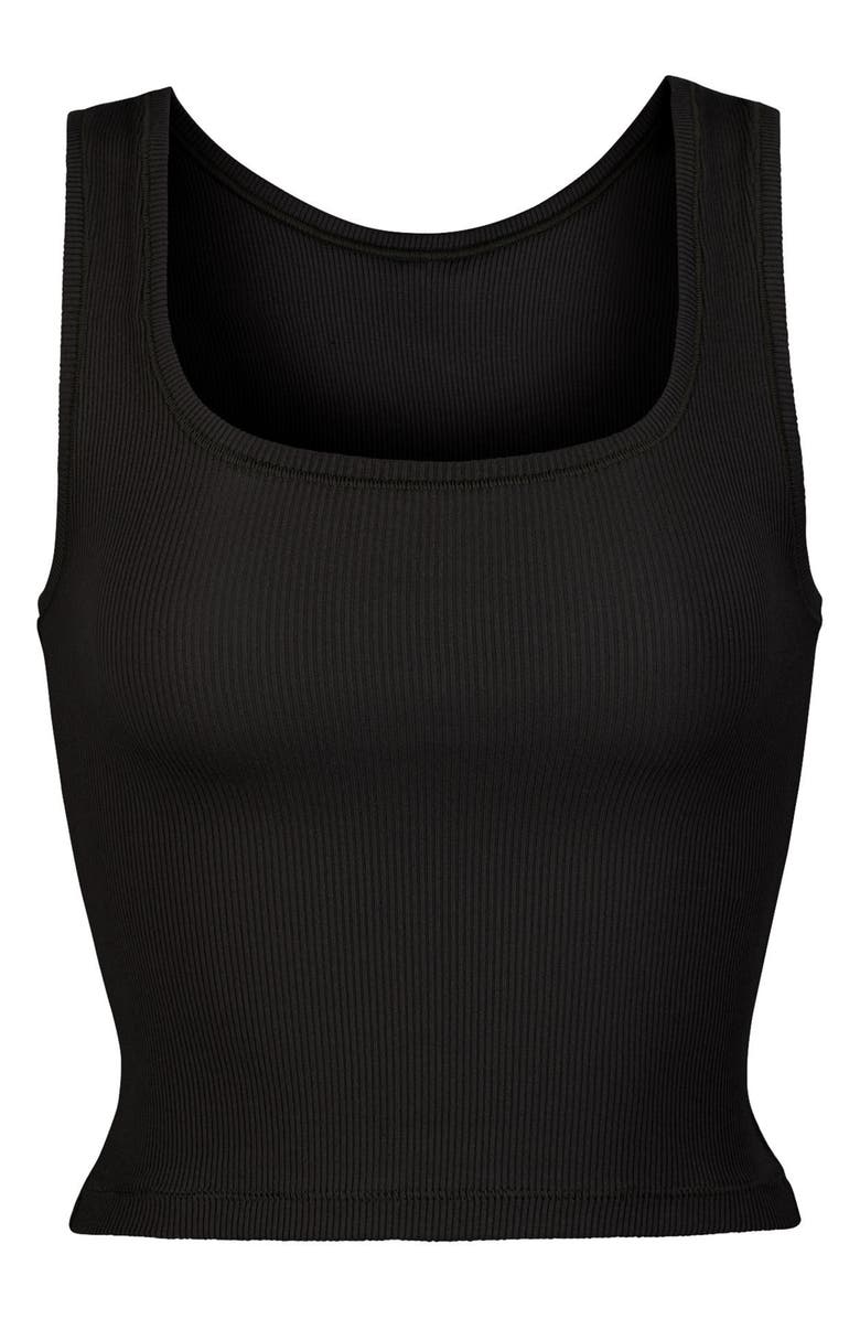 SKIMS Stretch Cotton Rib Tank, Alternate, color, Soot