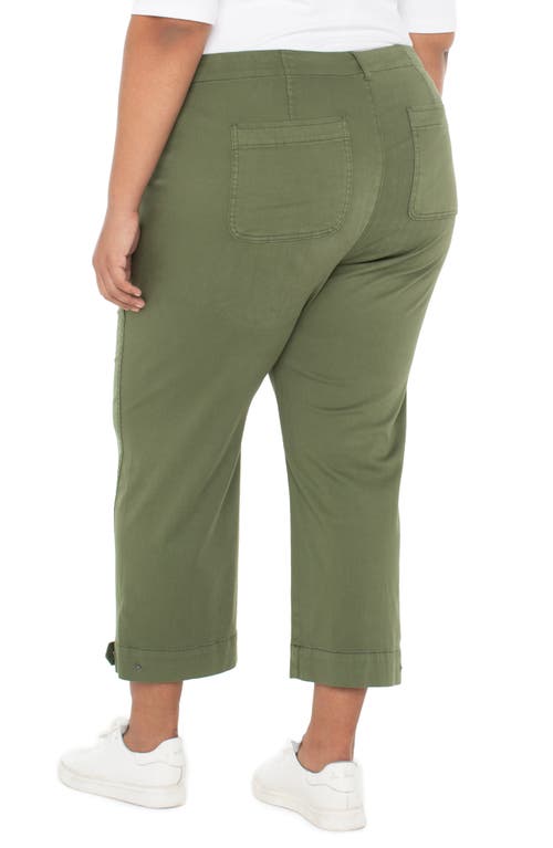 Liverpool Los Angeles Crop Straight Leg Linen Blend Utility Pants In Green
