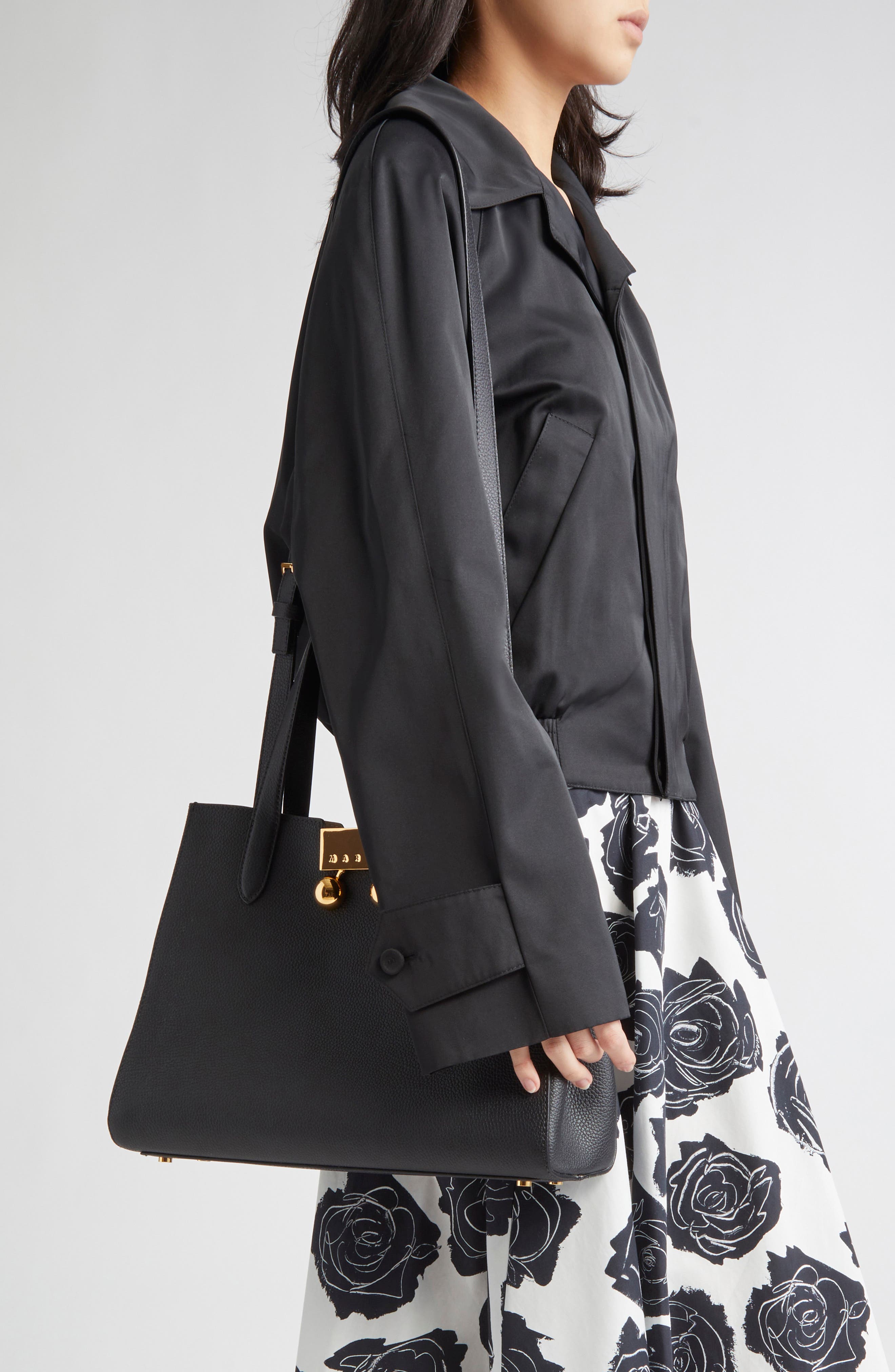 Marni Small Trunkaroo Leather Tote, Alternate, color, 