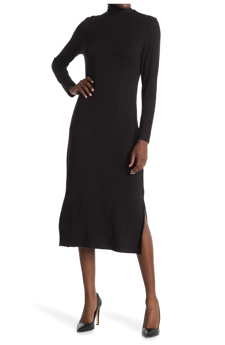 T Tahari Turtleneck Long Sleeve Midi Dress, Main, color,