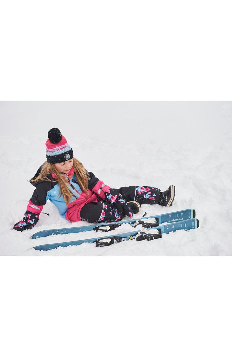 Deux par Deux Big Girl's Two Piece Technical Snowsuit Colorblock Black Printed Roses, Alternate, color,