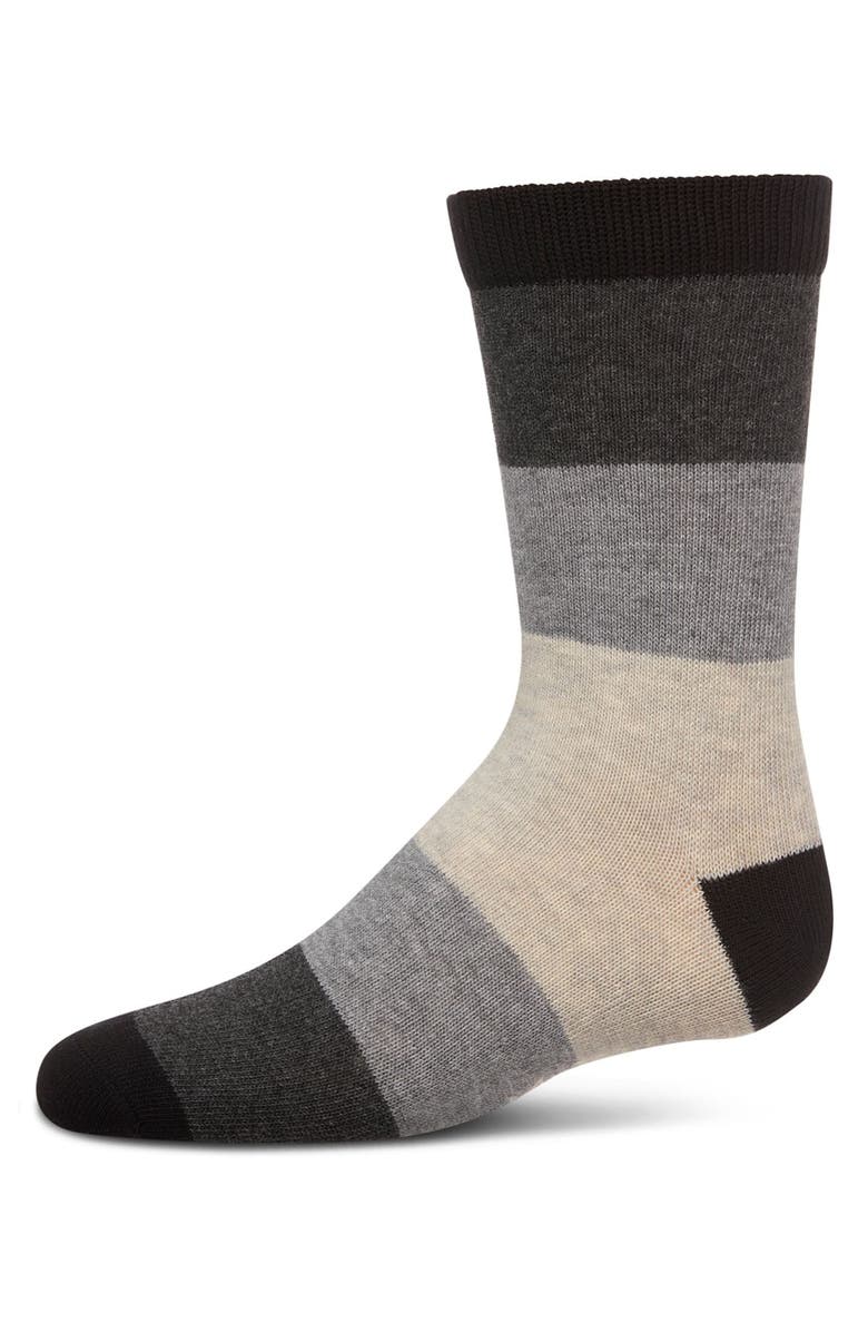 MeMoi Ombre Color Block Crew Sock, Main, color, Black