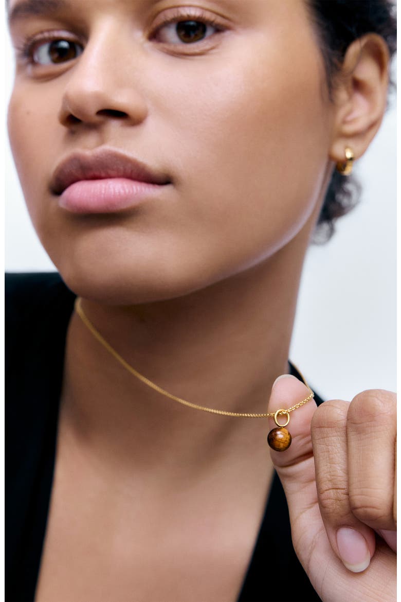 Gemstone Pendant Necklace, Alternate, color, 18CT GOLD VERMEIL / TIGERS EYE