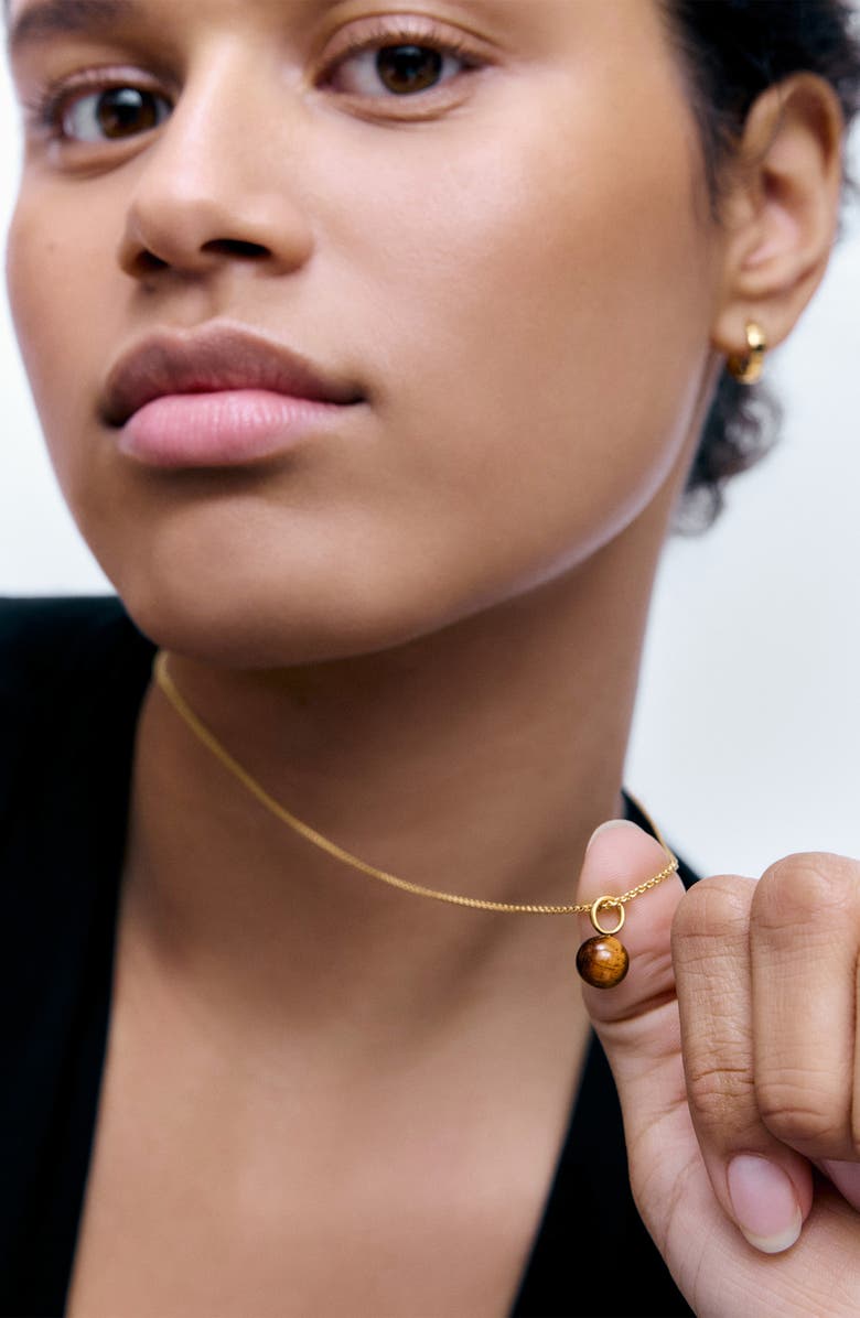 Monica Vinader Gemstone Pendant Necklace, Alternate, color, 18Ct Gold Vermeil / Tigers Eye