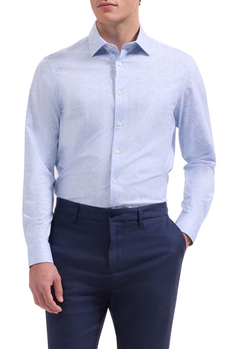 Jimmy OoohCotton® Floral Print Button-Up Shirt, Main, color, AIR BLUE