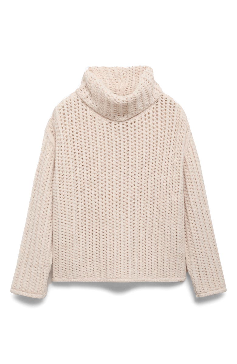 MANGO Openwork Turtleneck Sweater, Alternate, color,