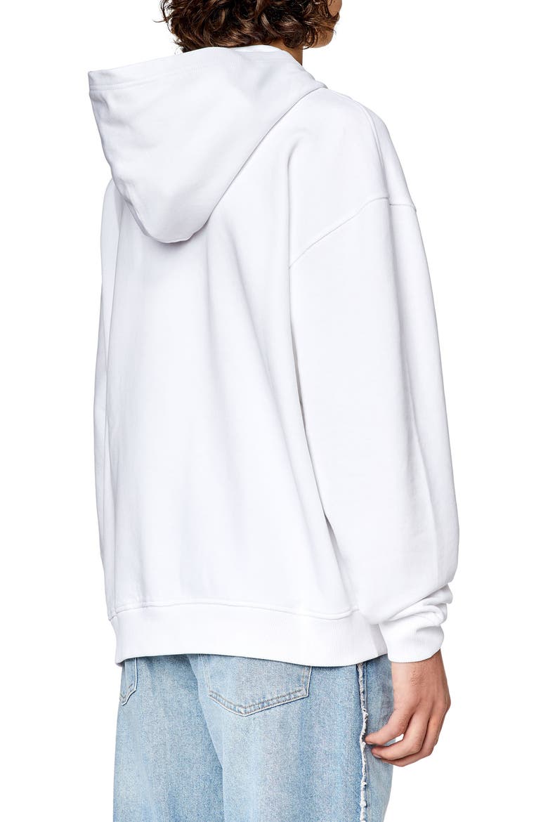 Label Cotton Hoodie, Alternate, color, WHITE