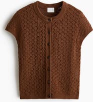 H&M Cap-sleeved Pointelle-knit Cardigan