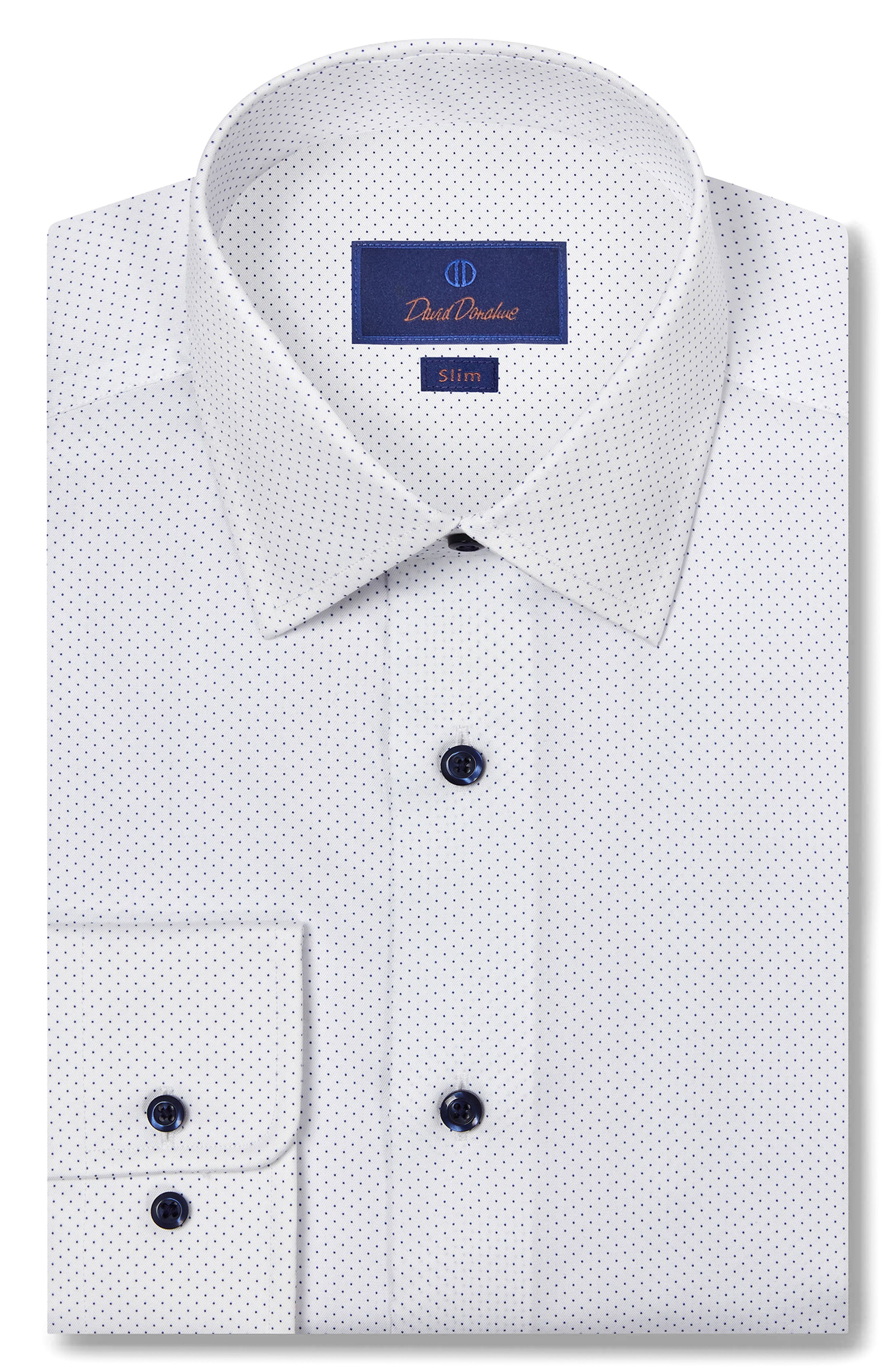 David Donahue Slim Fit Dot Print Dress Shirt