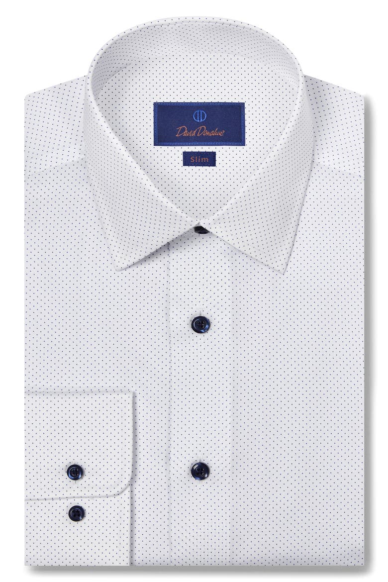 Slim Fit Dot Print Dress Shirt, Main, color, WHITE/ NAVY