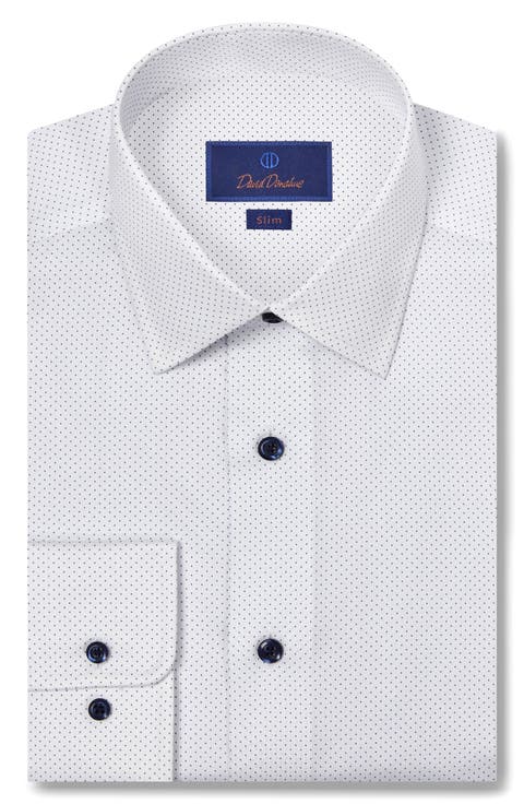 Slim Fit Dot Print Dress Shirt