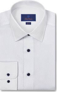 David Donahue Slim Fit Dot Print Dress Shirt