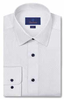 David Donahue Slim Fit Dot Print Dress Shirt