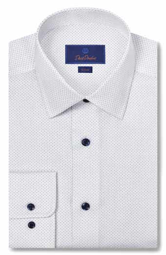 David Donahue Slim Fit Dot Print Dress Shirt