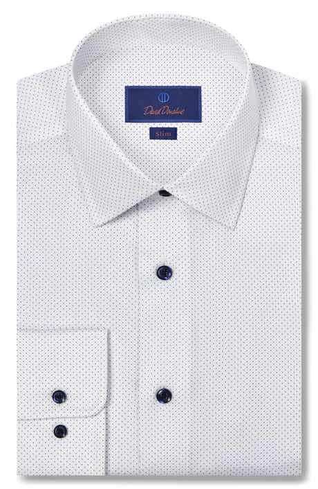 David Donahue Slim Fit Dot Print Dress Shirt