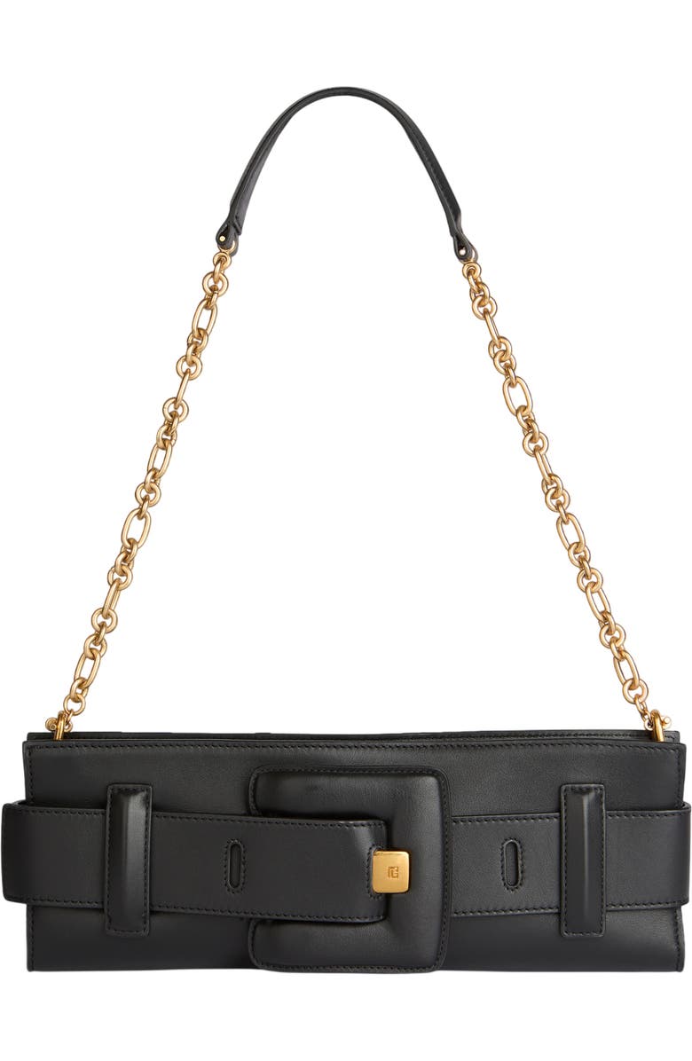 Balmain Anthem smooth leather clutch, Main, color, Black