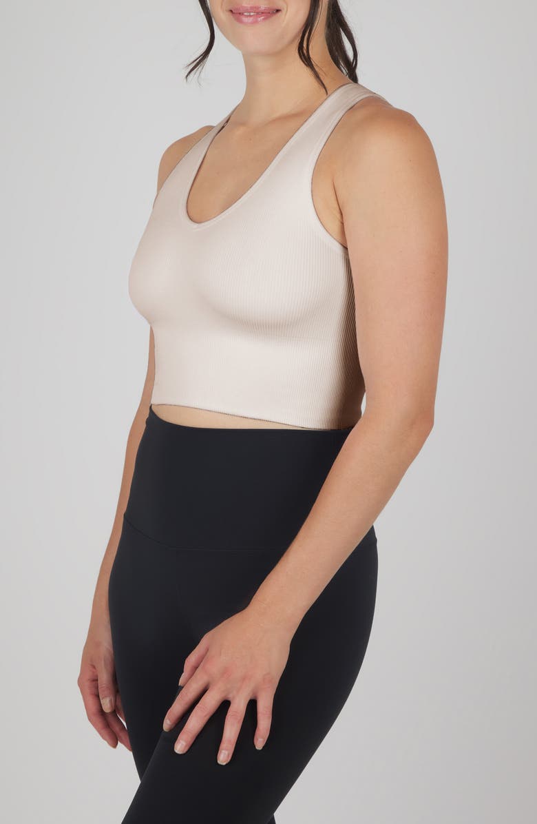90 DEGREE BY REFLEX Seamless V-Neck Rib Crop Tank, Alternate, color,