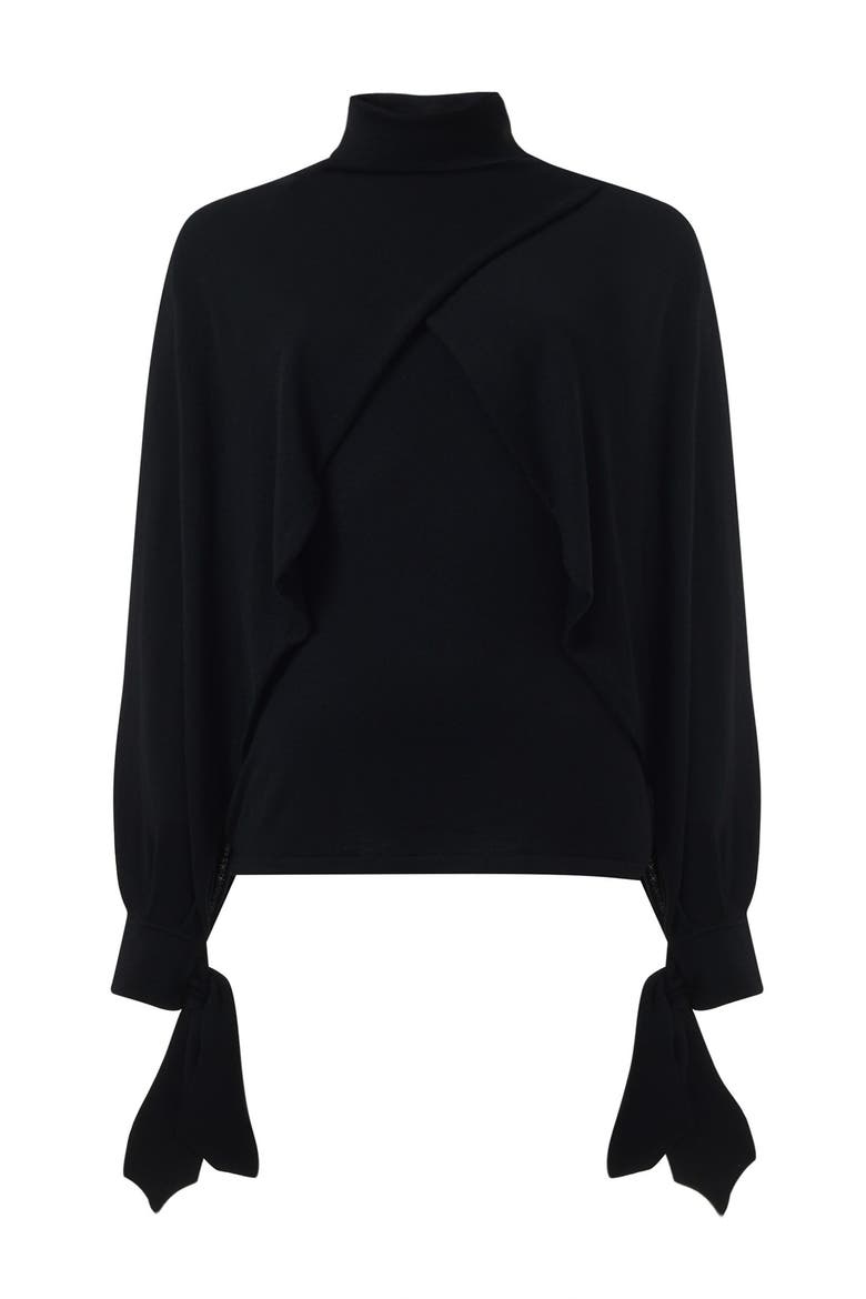Layered Butterfly Sleeve Knitted Sweater, Main, color, Black