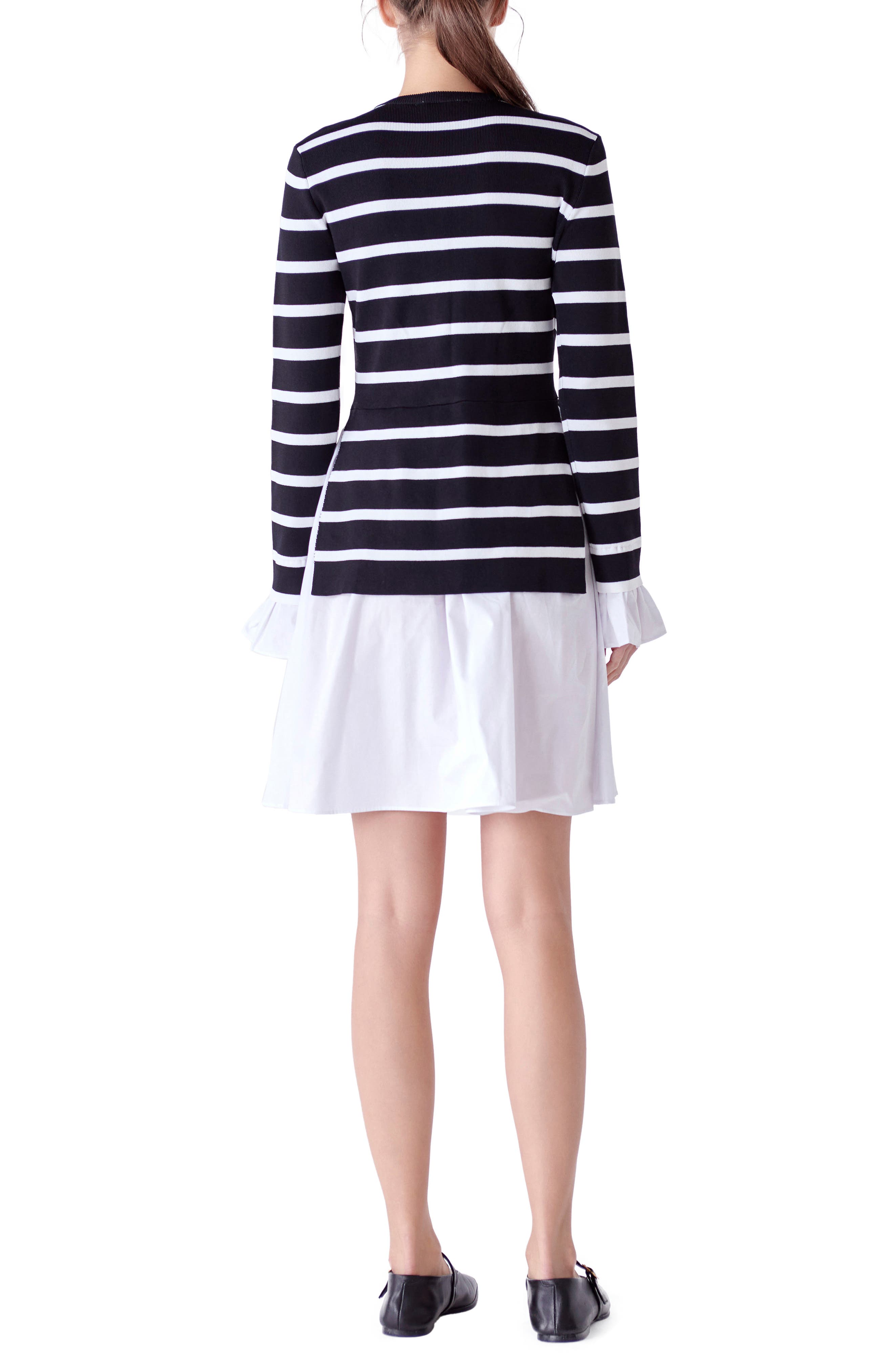 english factory poplin combo knit mini dress English Factory