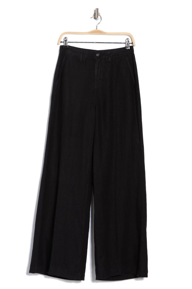 Brie Wide Leg Linen Pants, Alternate, color, BLACK