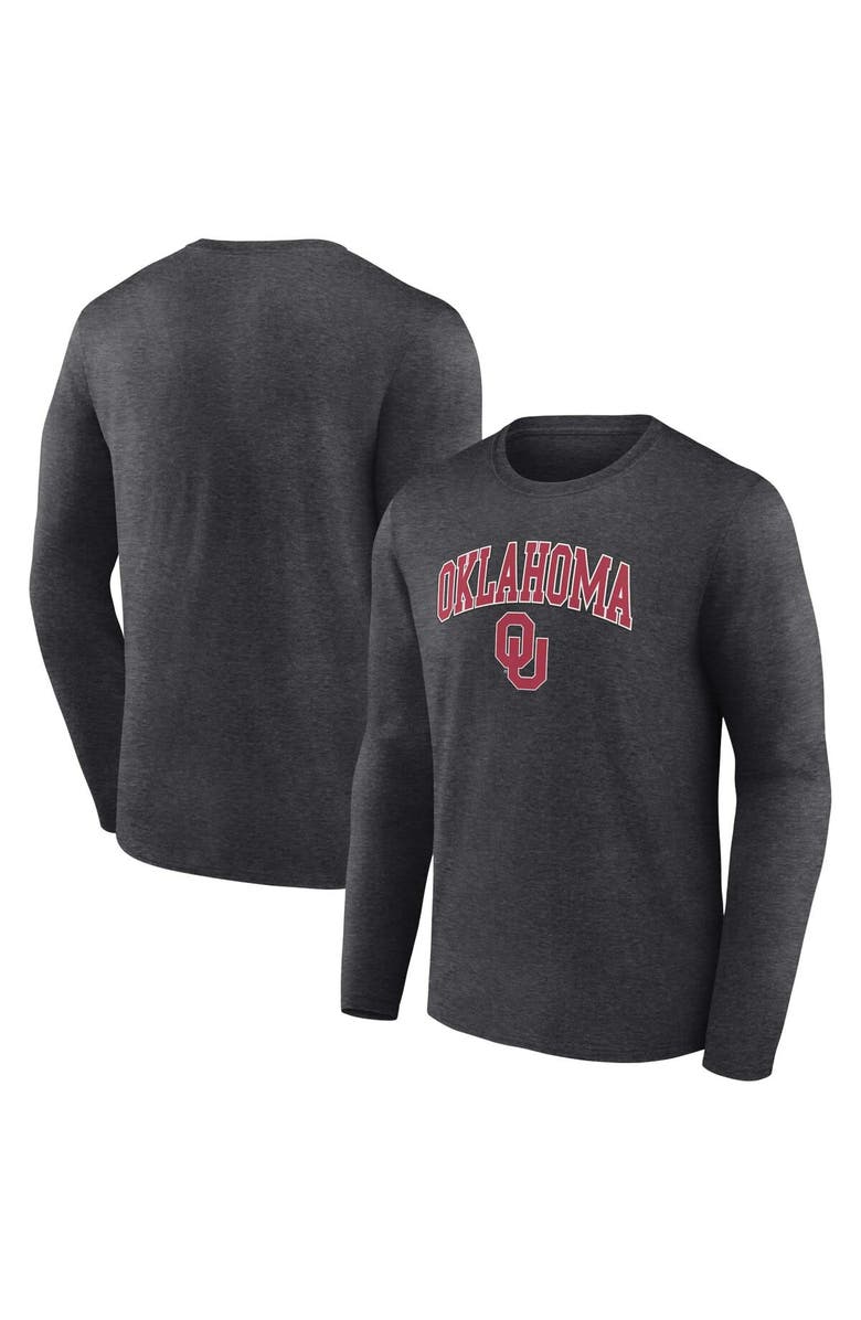 FANATICS Men's Fanatics Branded Heather Charcoal Oklahoma Sooners Campus Long Sleeve T-Shirt, Main, color, 
