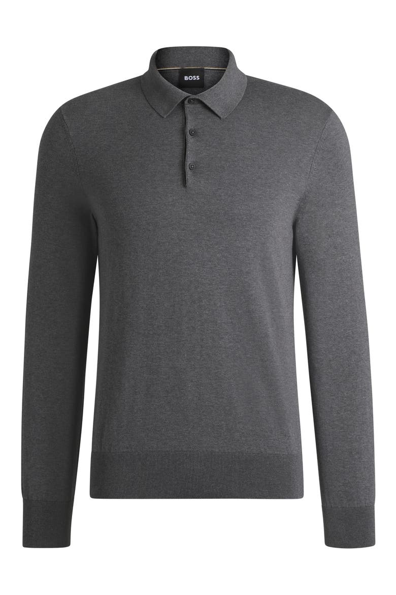 Gemello Cotton Polo Sweater, Alternate, color, MEDIUM GREY