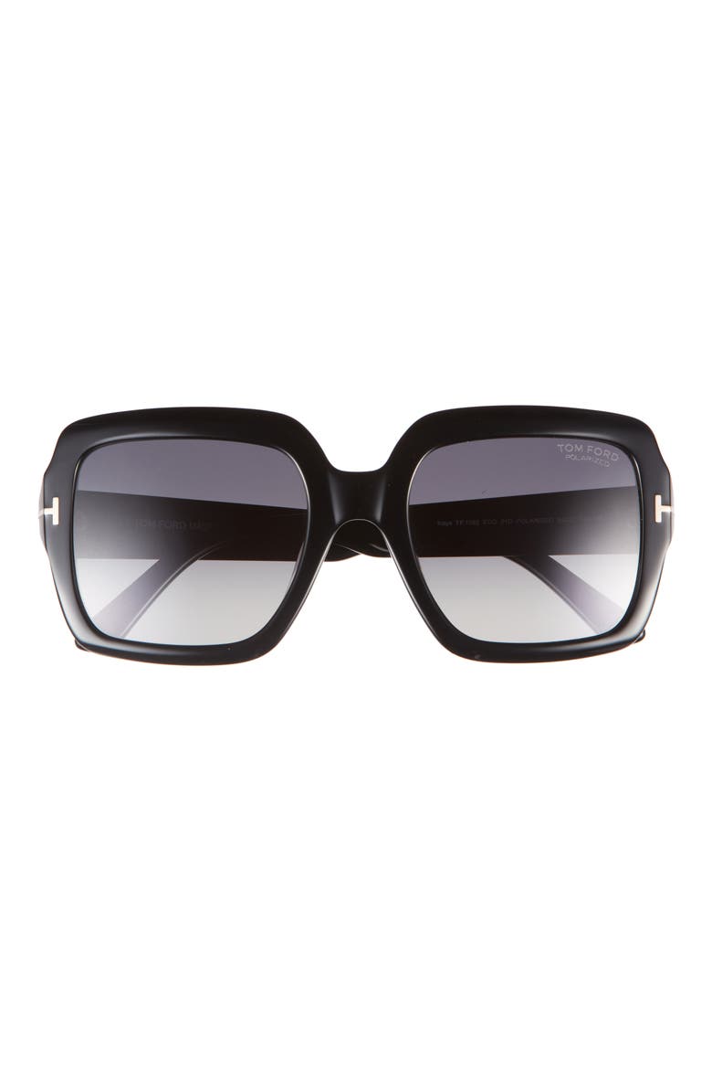 Kaya 54mm Polarized Gradient Square Sunglasses, Main, color, SHINY BLACK/ ECO/ POLAR
