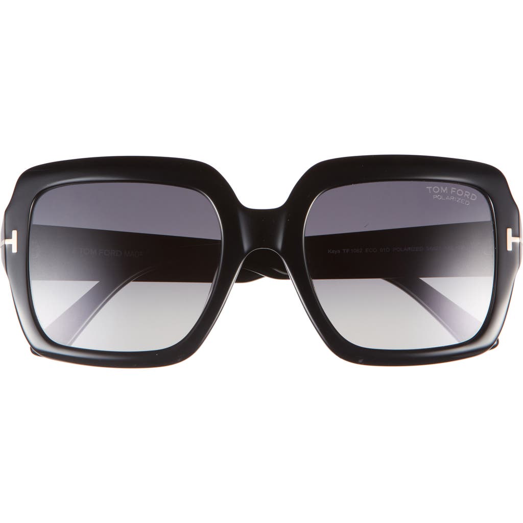 Tom Ford Kaya 54mm Polarized Gradient Square Sunglasses In Black
