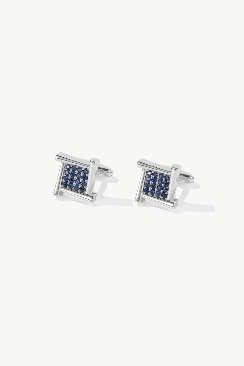 Atlas Square Cufflinks, Main, color, Silver/blue