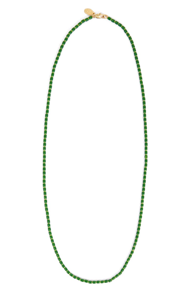 Clare V. Enamel Bead Necklace, Main, color, Emerald
