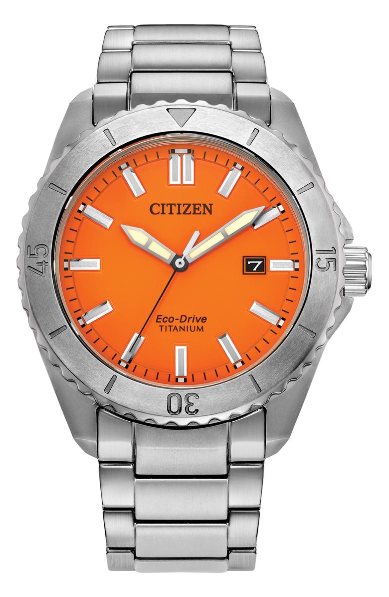 Citizen Brycen Eco-Drive Bracelet Watch, 41mm x 11.5mm, Main, color, Silver