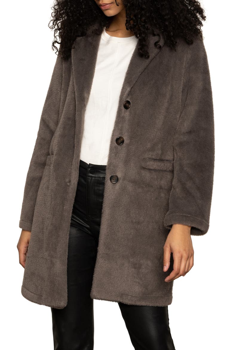Hometown Faux Fur Jacket, Alternate, color, BURNT INK