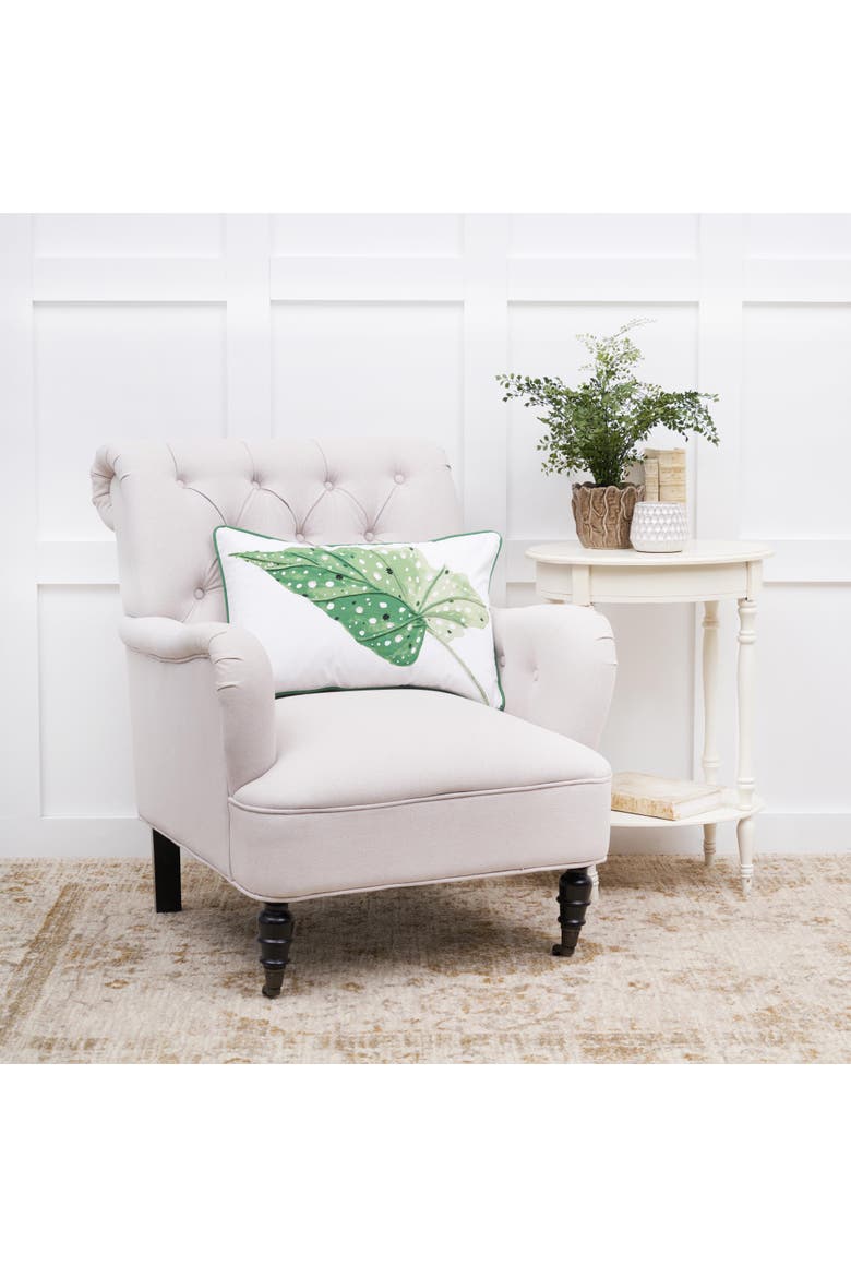 Begonia Leaf Throw Pillow, Alternate, color, Green