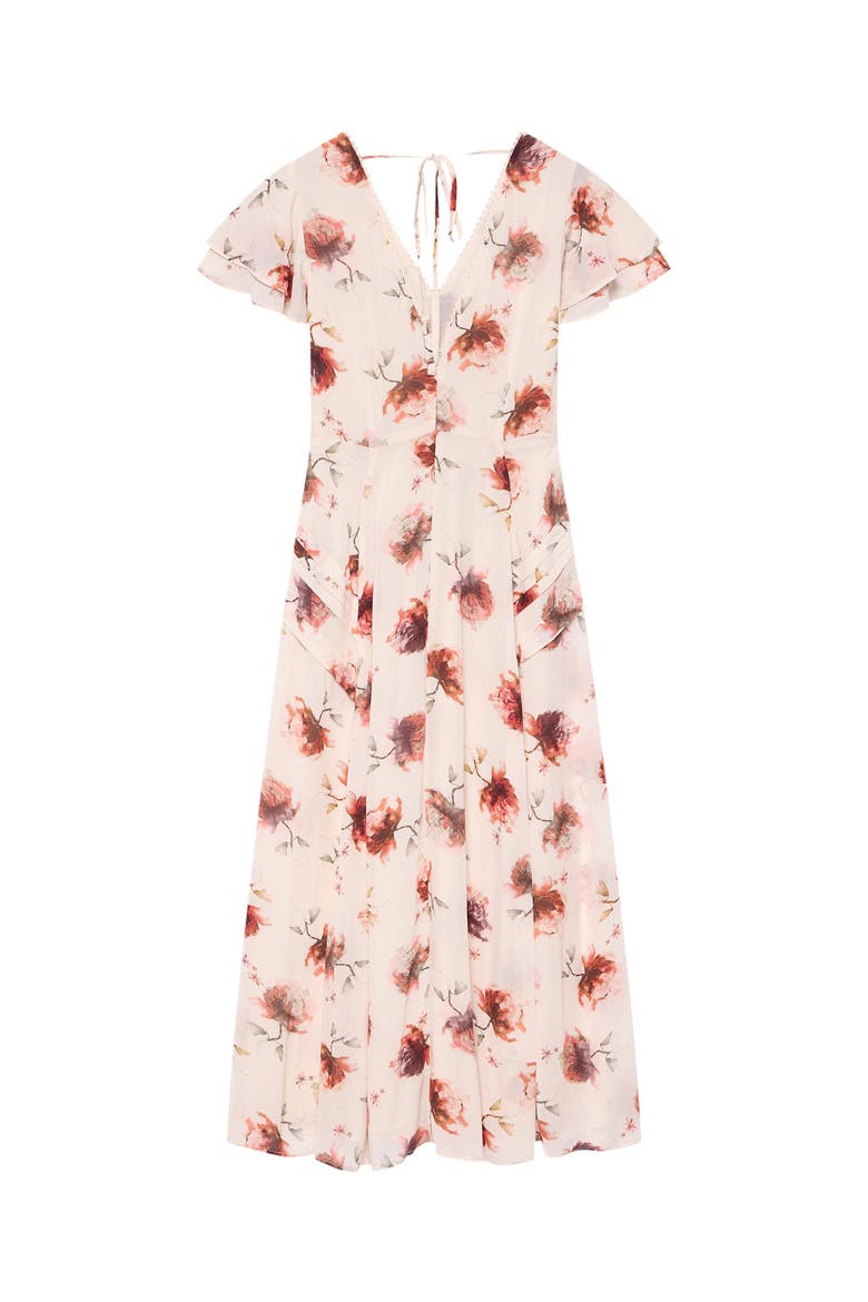 Soft Bloom Button-Front Midi Dress, Alternate, color, Cream