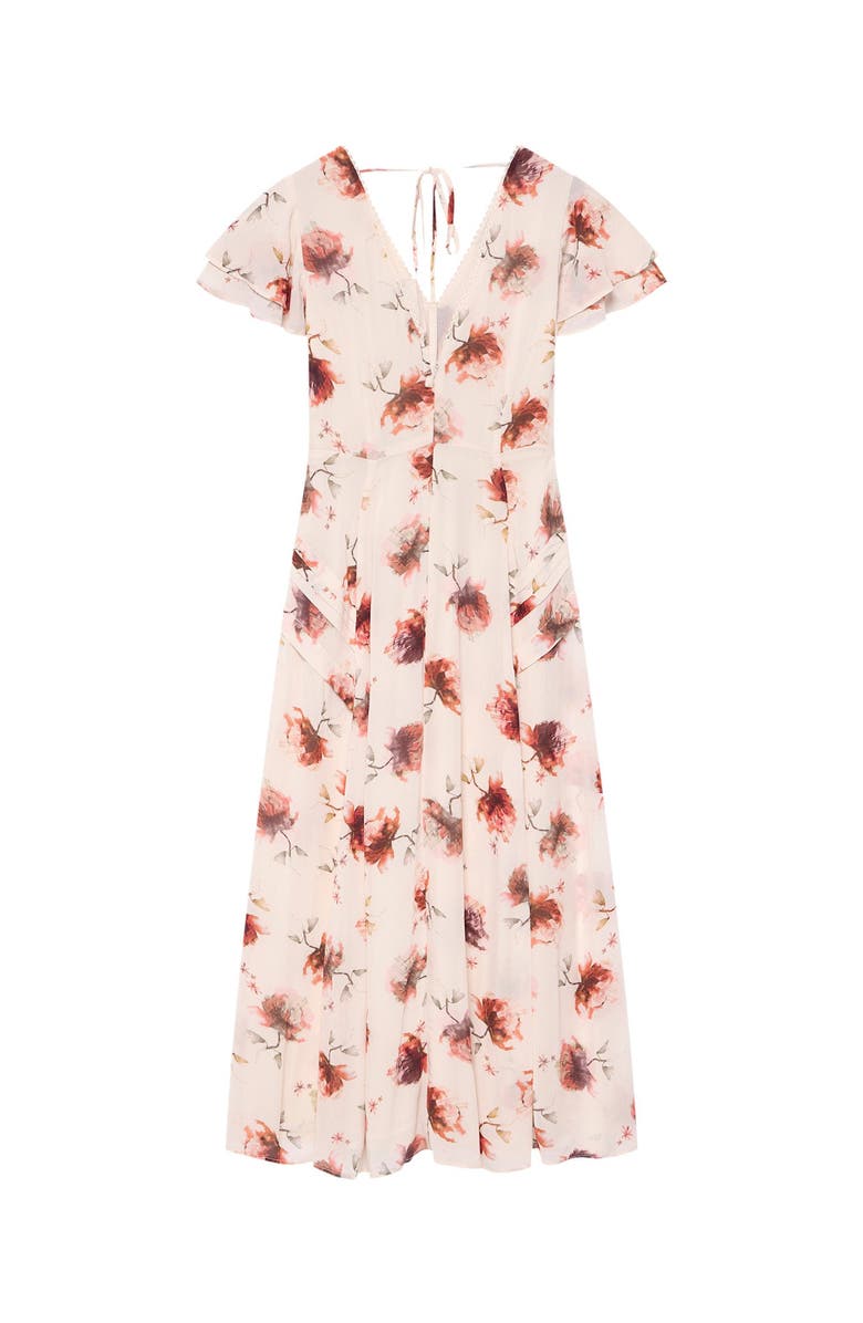 MINT VELVET Soft Bloom Button-Front Midi Dress, Alternate, color, Cream