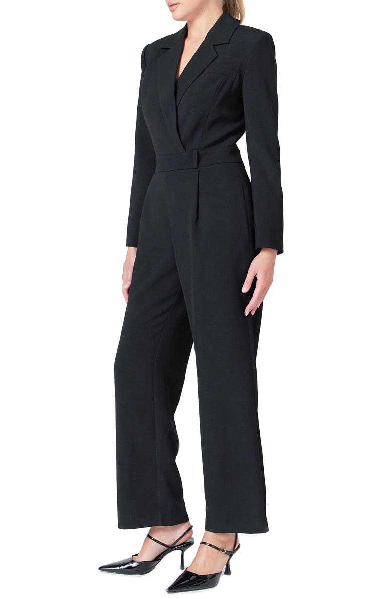 Endless Rose Long Sleeve Wide Leg Jumpsuit, Alternate, color, Black