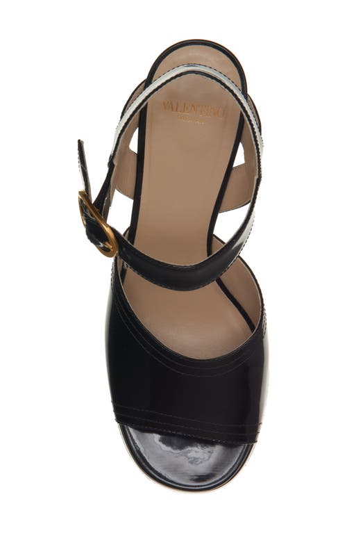 Valentino Garavani Fawcette Platform Sandal In Polished Calfskin 100mm Woman Black 42