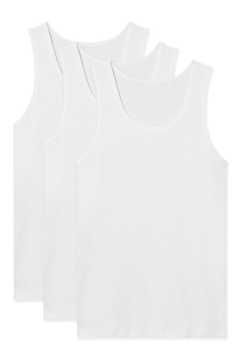 Cool Stretch Cotton Rib Tank Top, Alternate, color, WHITE