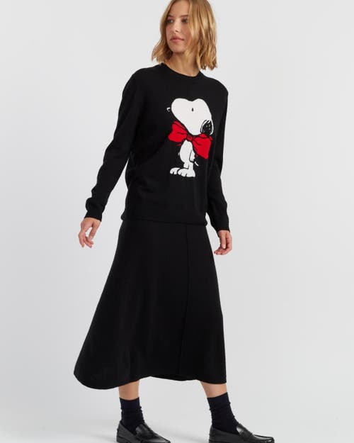 Chinti & Parker Wool-cashmere Bow Tie Snoopy Sweater In Black
