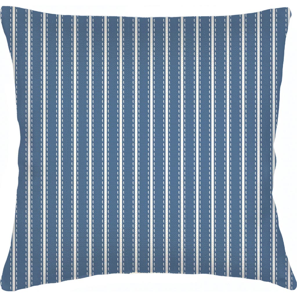 Anaya French Stripe Linen Pillow In Blue