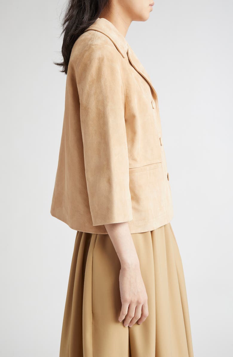 Marni Logo Embroidered Boxy Suede Jacket, Alternate, color, 00C15 Pale Peach