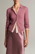 Vince Pointelle Knit Wool Collared Cardigan
