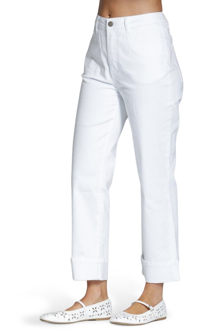 Cuffed Straight Leg Jeans, Alternate, color, WHITE