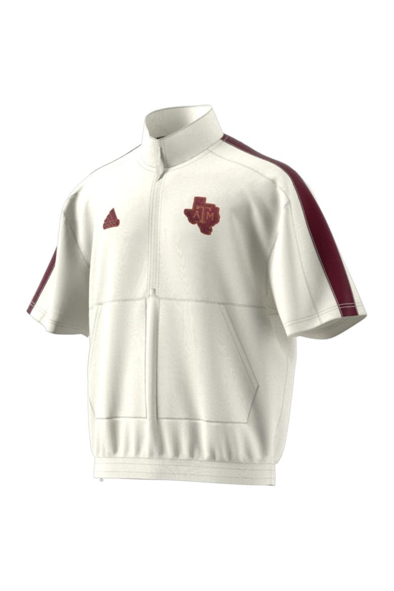 Men's adidas White Texas A&M Aggies Strategy Pullover Half-Zip Short Sleeve Jacket, Alternate, color, White
