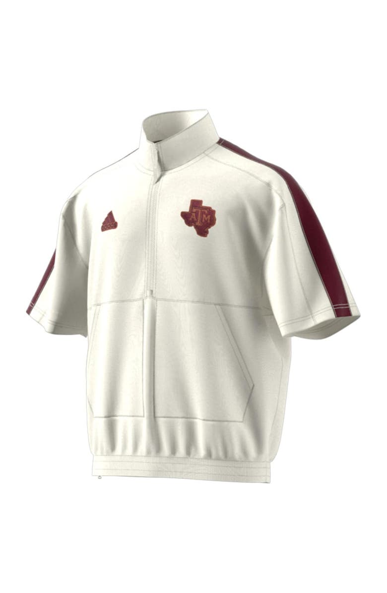 adidas Men's adidas White Texas A&M Aggies Strategy Pullover Half-Zip Short Sleeve Jacket, Alternate, color, White