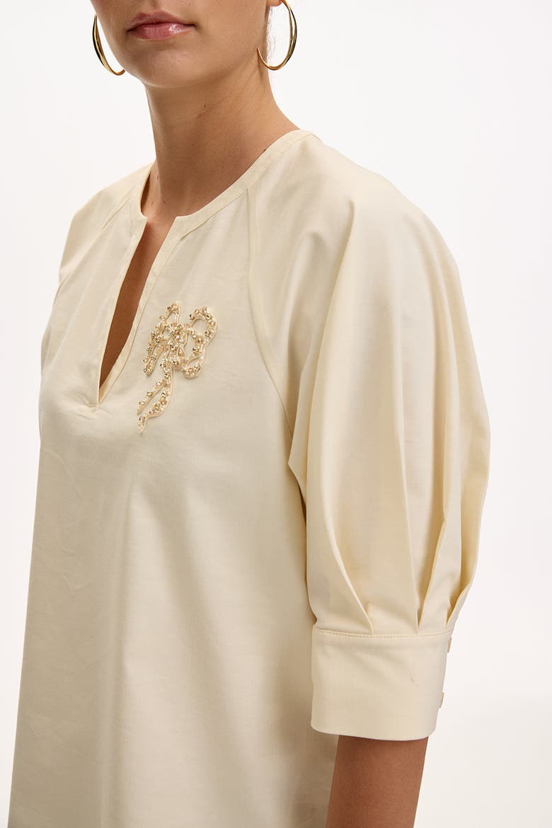 Katharine V Neck Short Sleeve Blouse, Alternate, color, Cream
