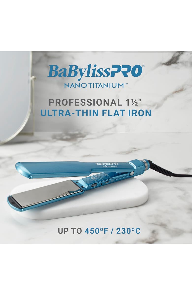 BaBylissPRO Nano Titanium 1½" Ultra-Thin Flat Iron, Alternate, color, Blue